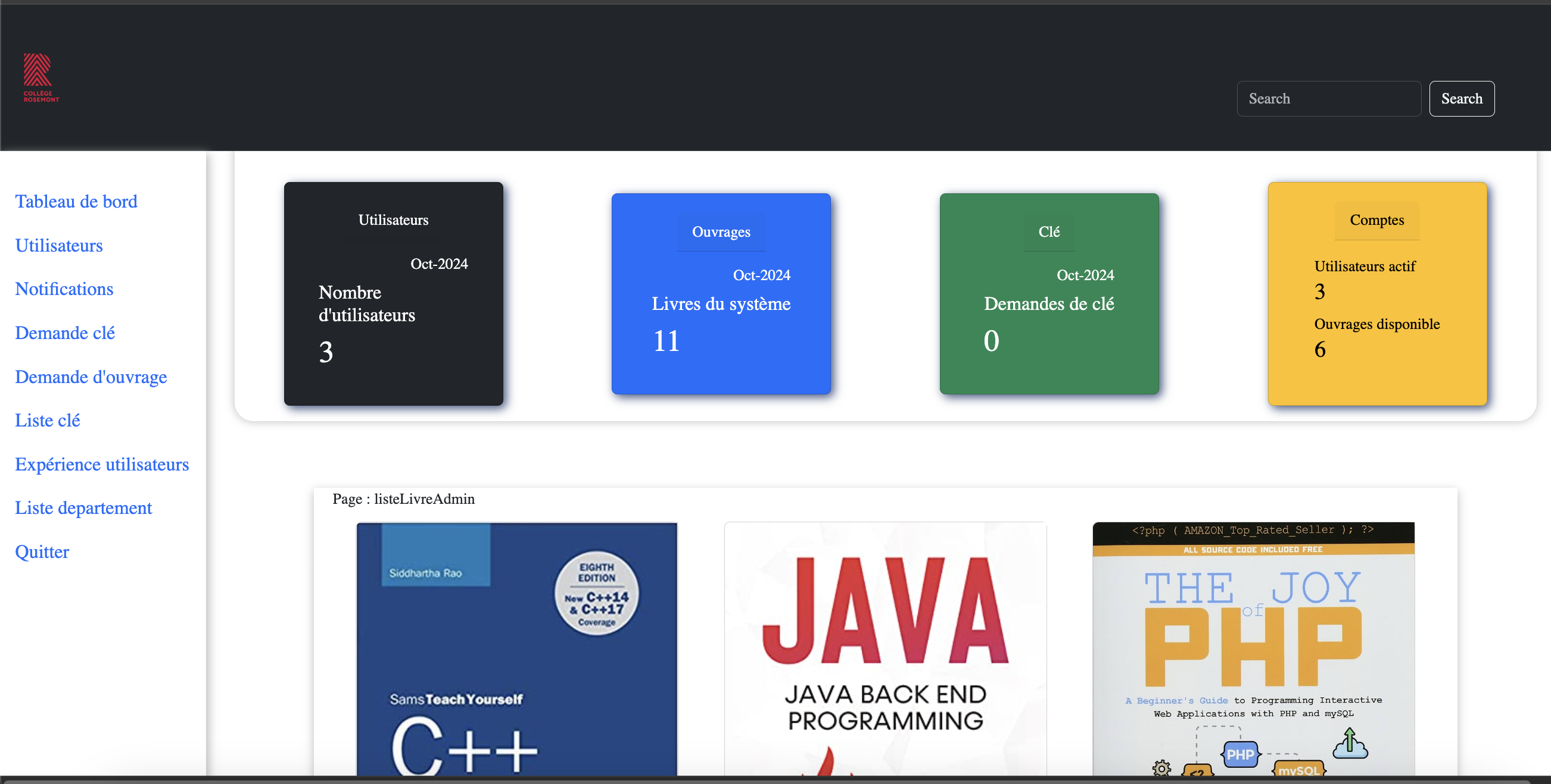 Gestion des livres admin